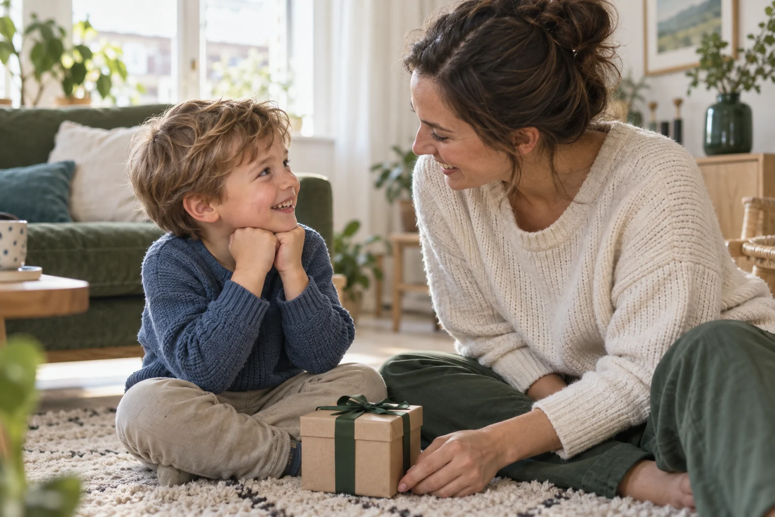 Moeder vertelt haar zoon dat hij grote broer wordt